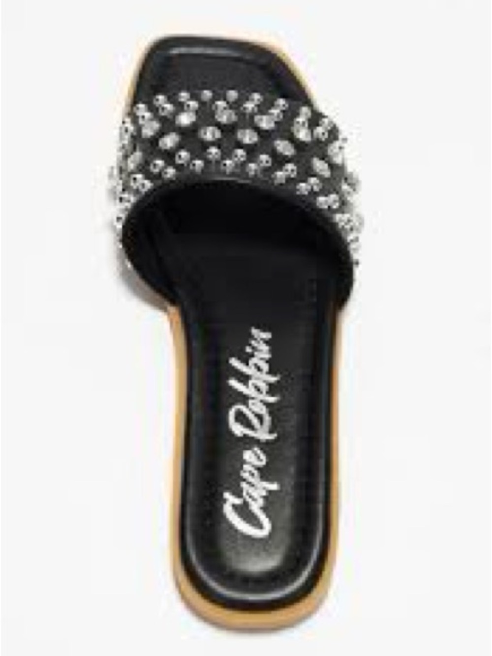898. NEW Cape Robbin Black Slide Sandal with Silver Studs